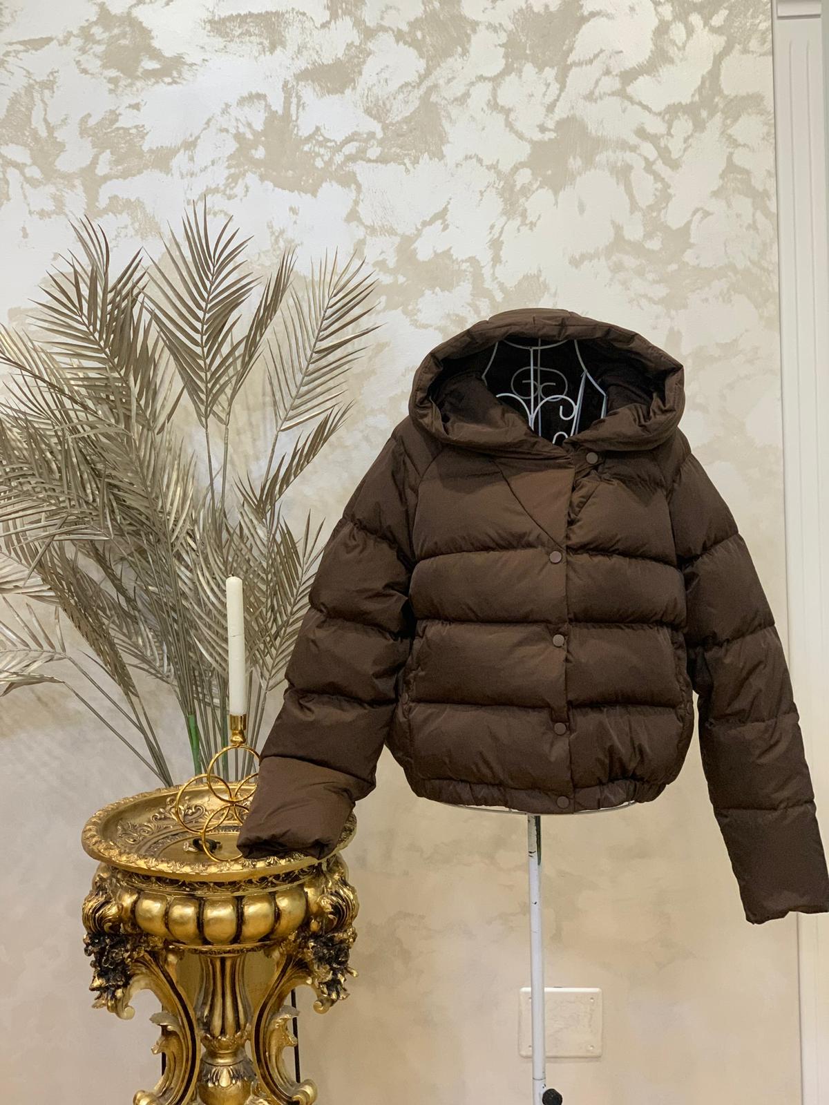 Geaca cu guler de blana de vulpe umpluta cu puf