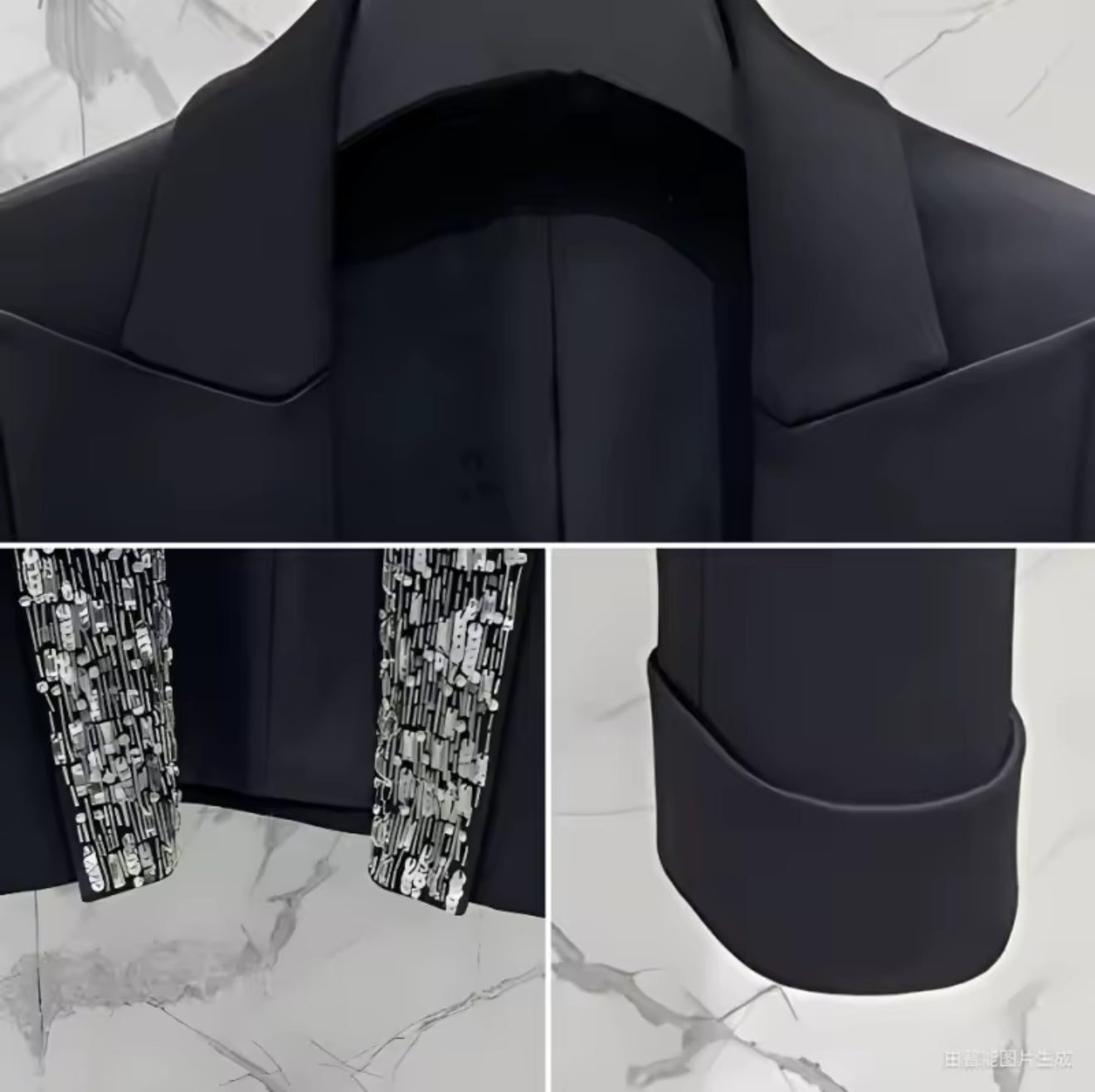 Sacou scurt elegant cu aplicații strălucitoare