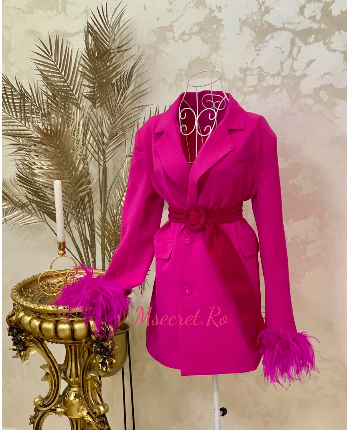 Rochie sacou cu pene naturala