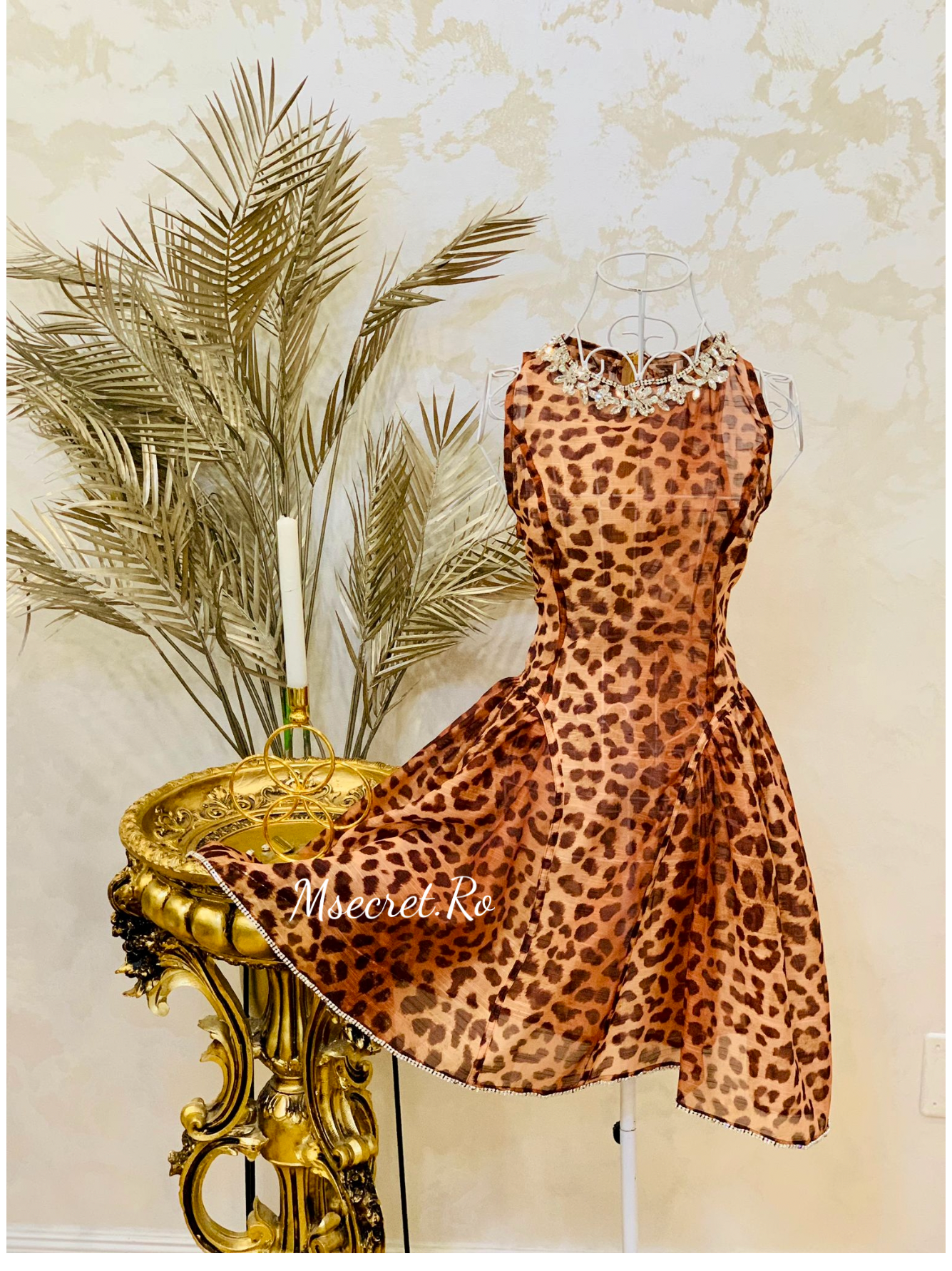 Rochie animal print din in si matase