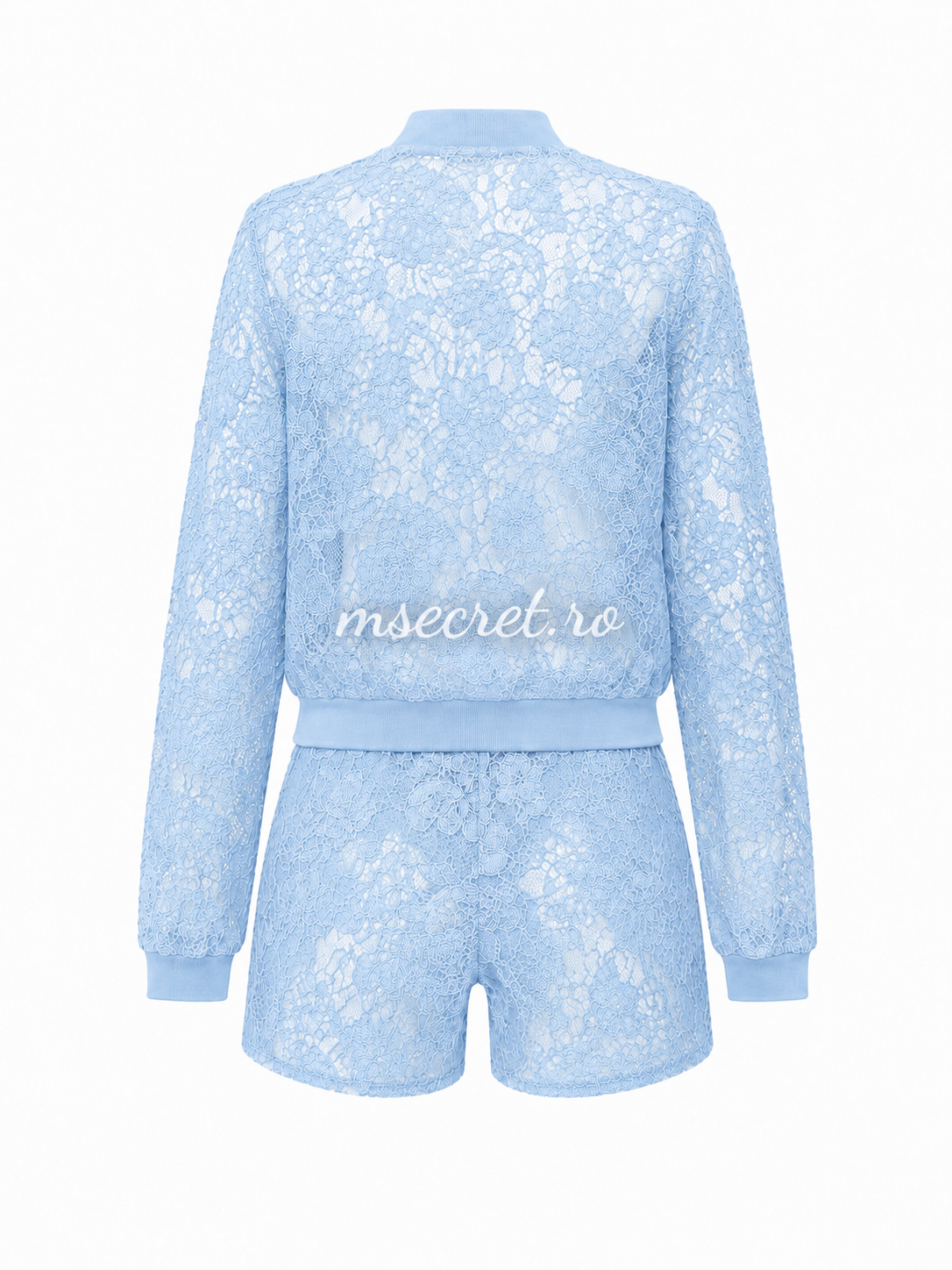 Blue floral lace set with jacket and trousers
