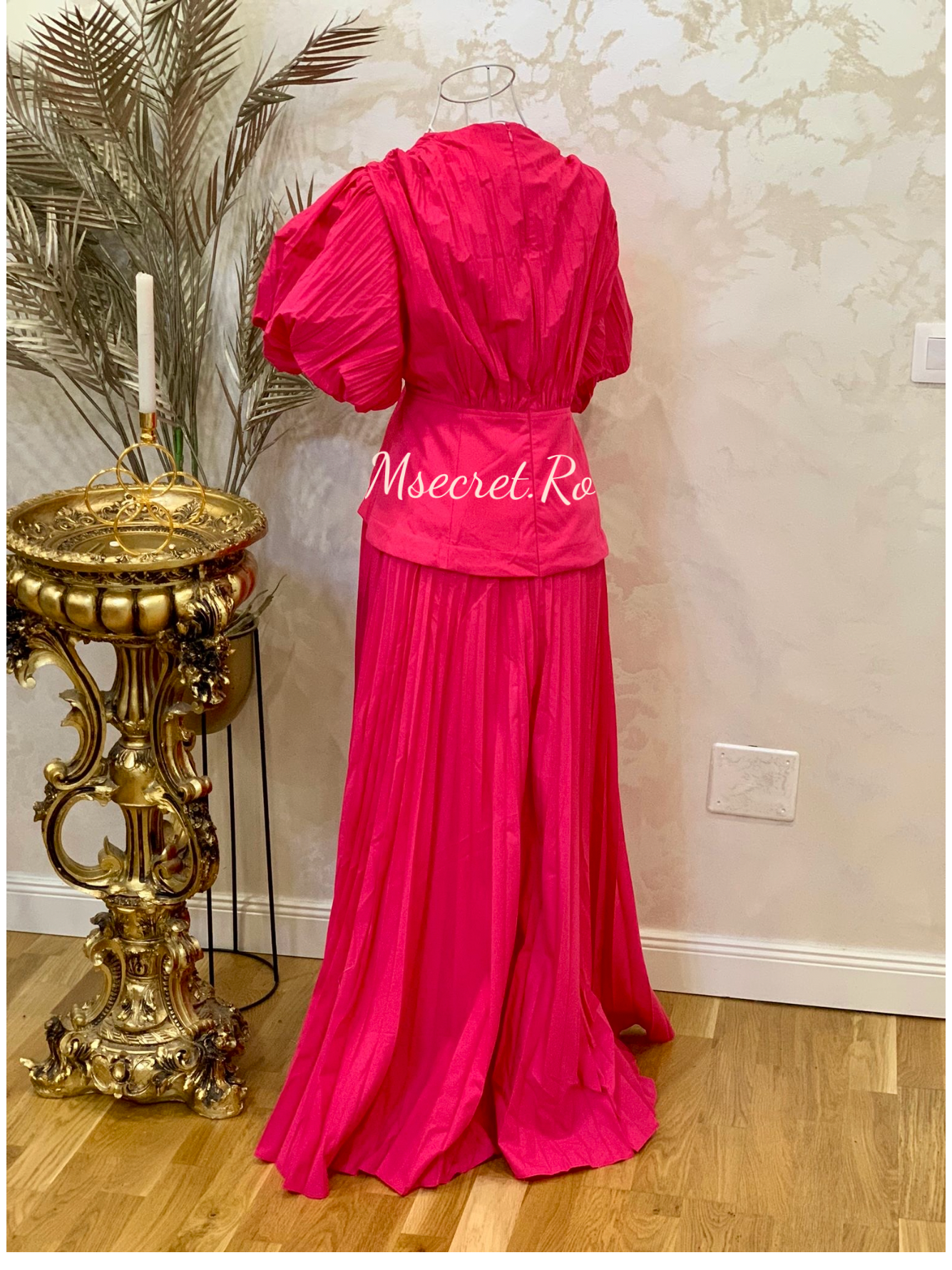 Rochie lunga fucsia plisata