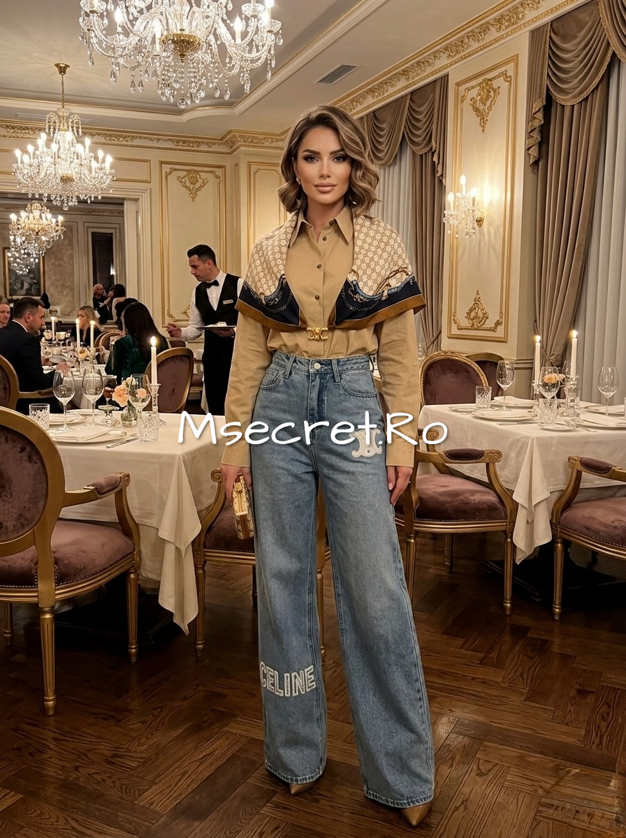 Camasa bej din bumbac cu esarfa