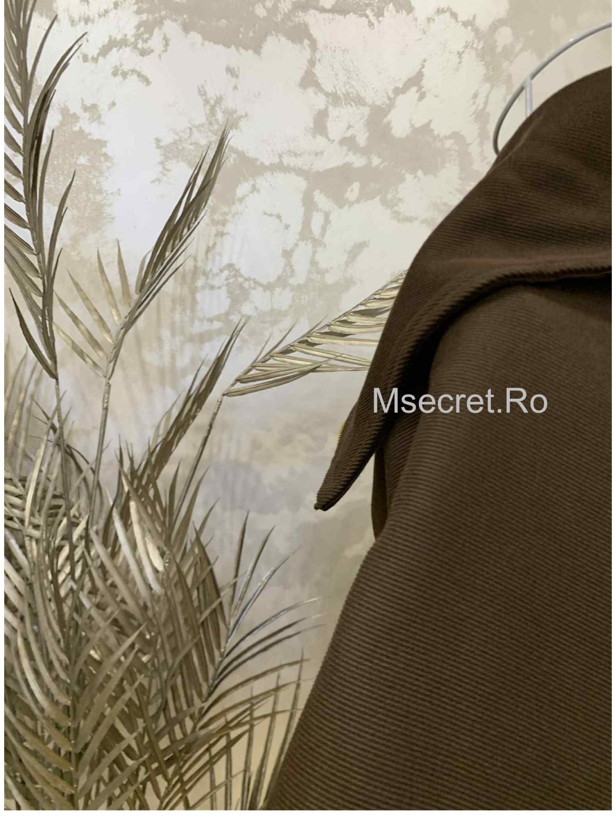 Geaca maro din denim cu detalii aurii