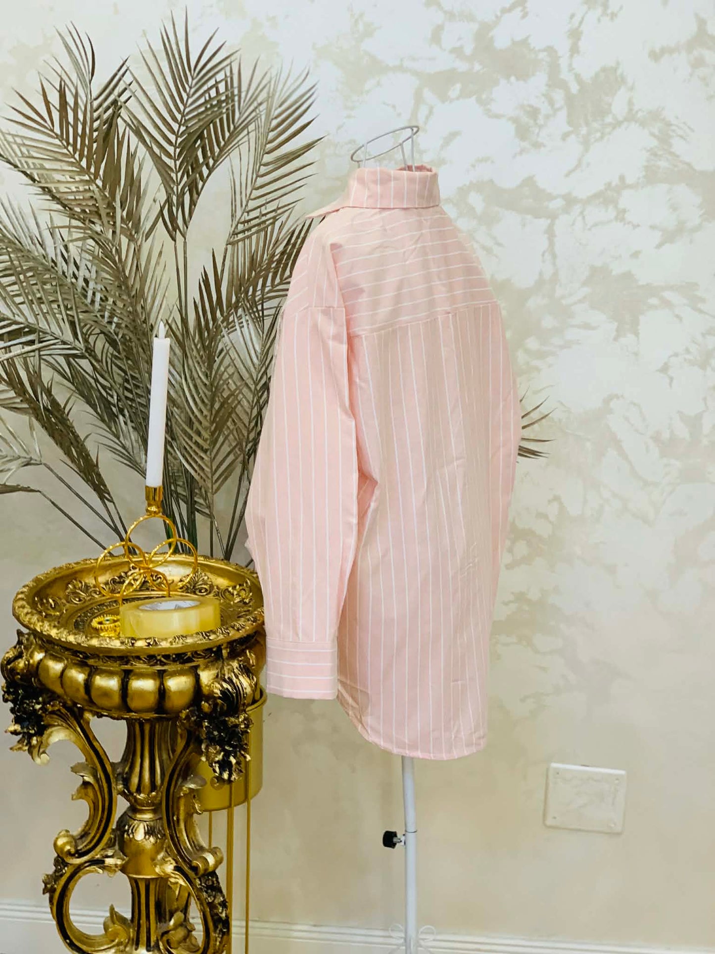 Camasa roz din bumbac cu broderie