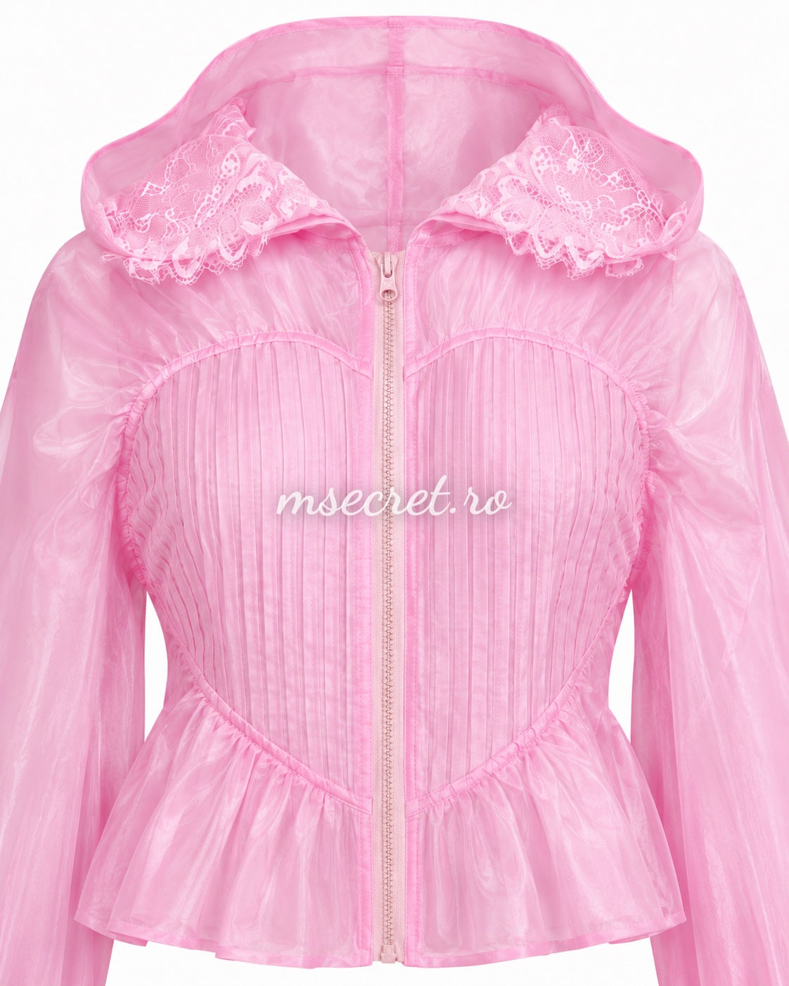 Pink jacket with lace and hood