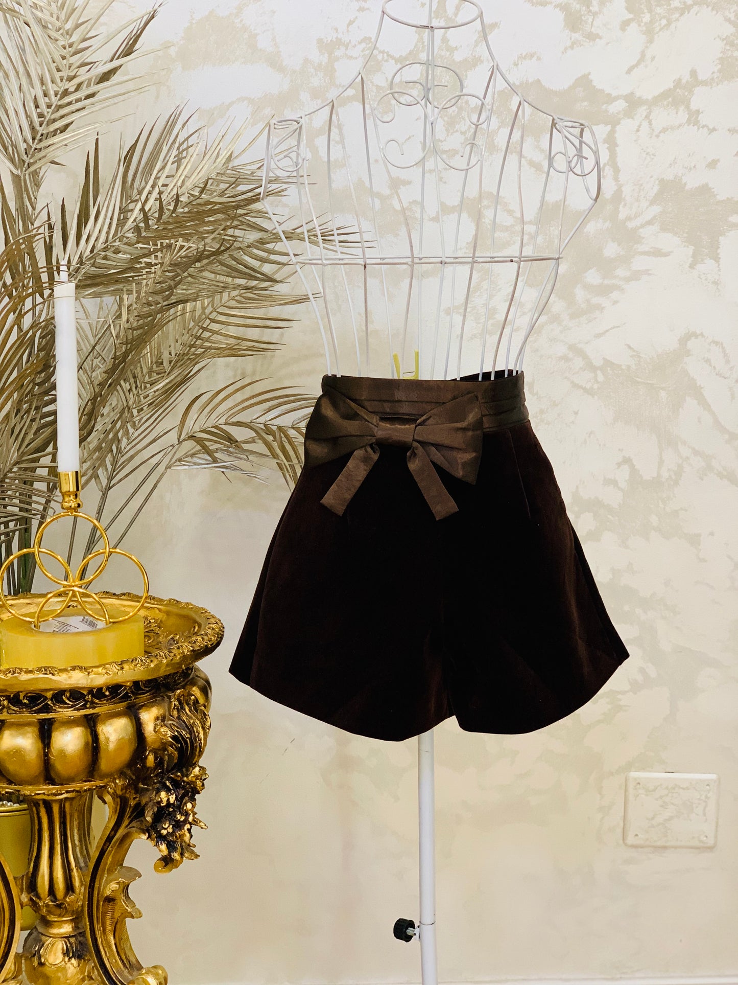 Brown velvet shorts