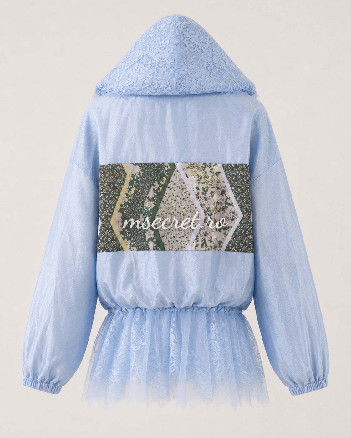 Blue lace hooded jacket