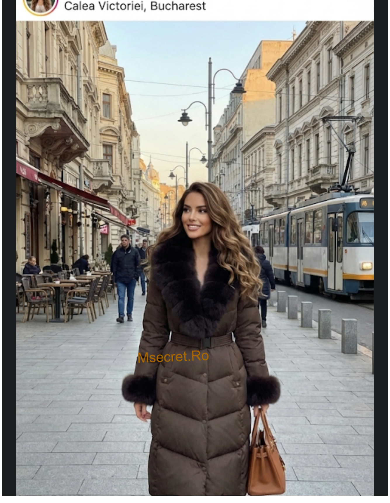 Geaca maro imperbeabila cu blana naturala