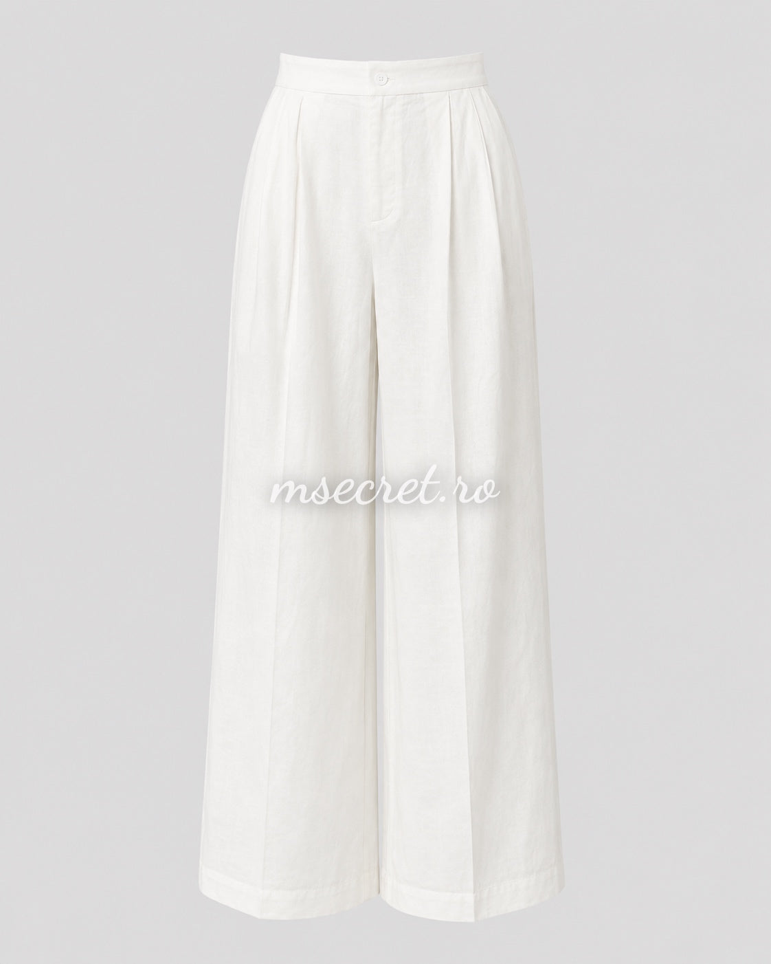 Compleu alb din in cu pantaloni lungi