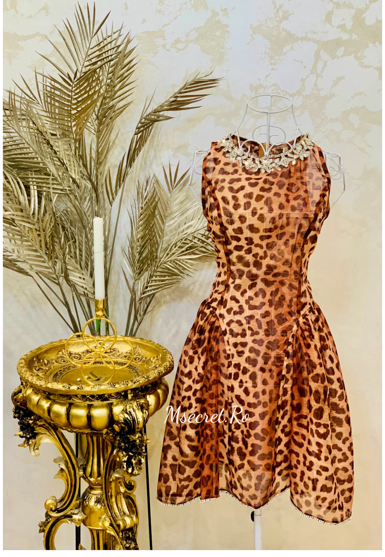 Rochie animal print din in si matase