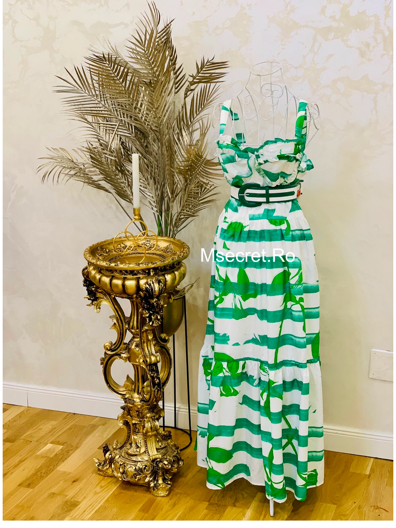 Rochie verde cu bretele