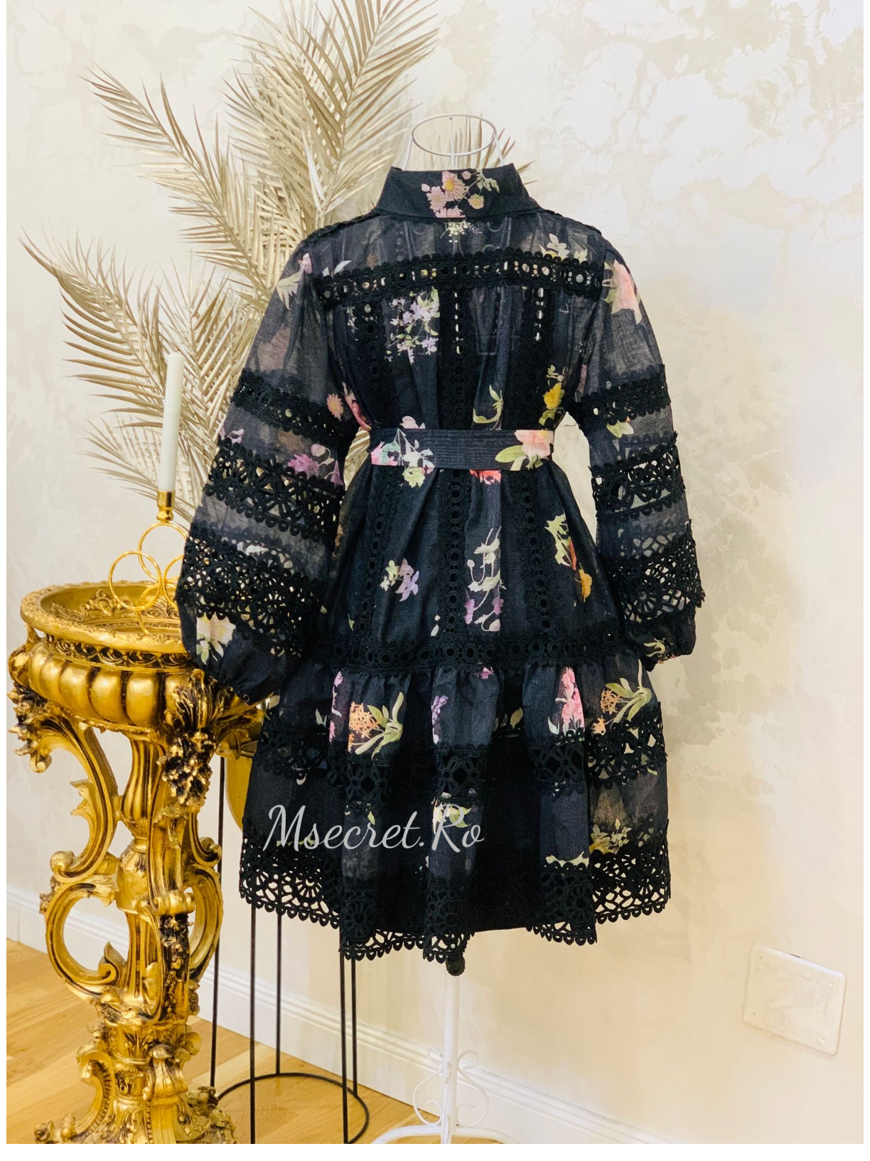 Rochie scurta din in cu maneca lunga