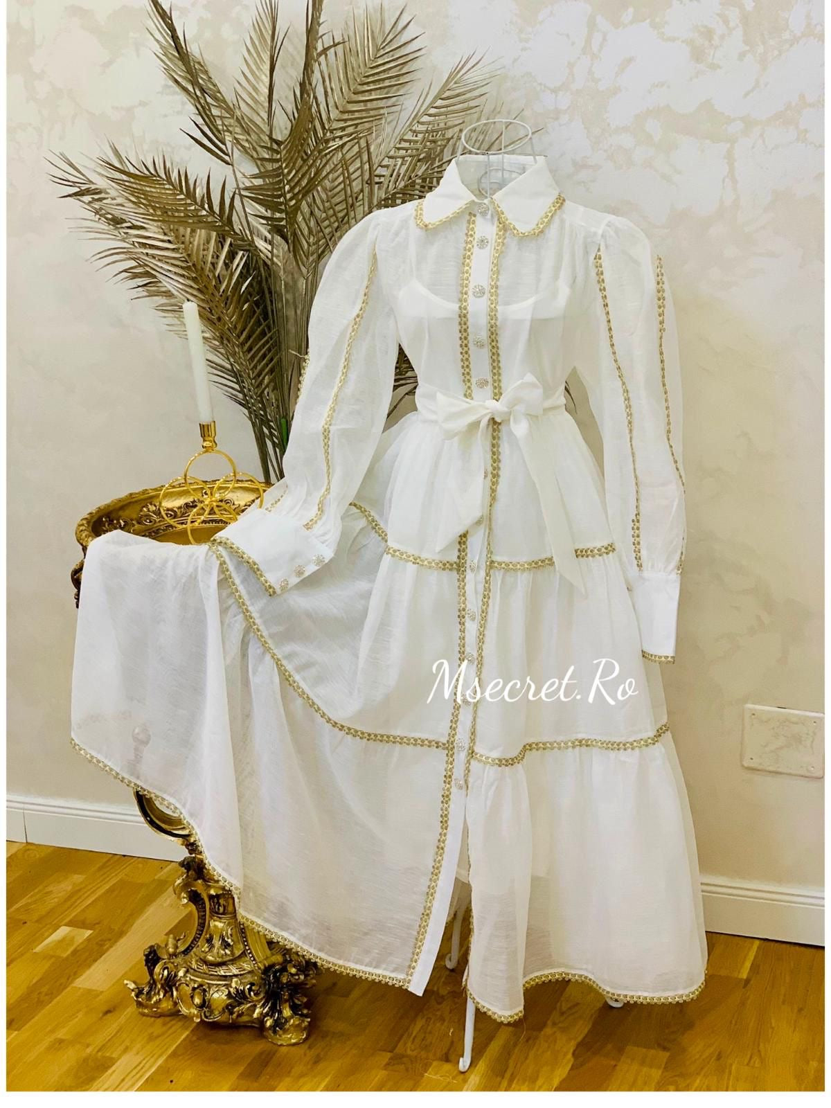 Rochie alba din in