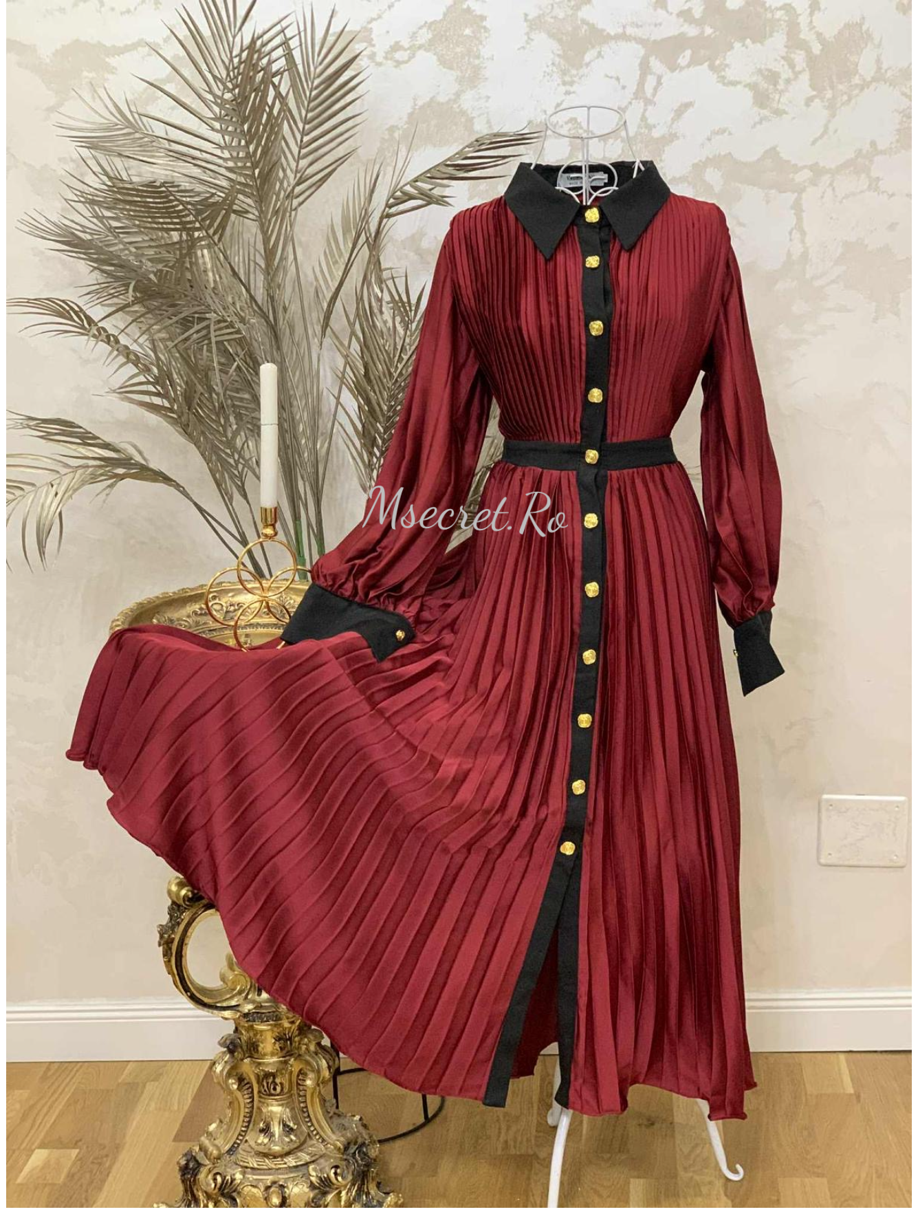 Rochie visinie midi din material satinat premium