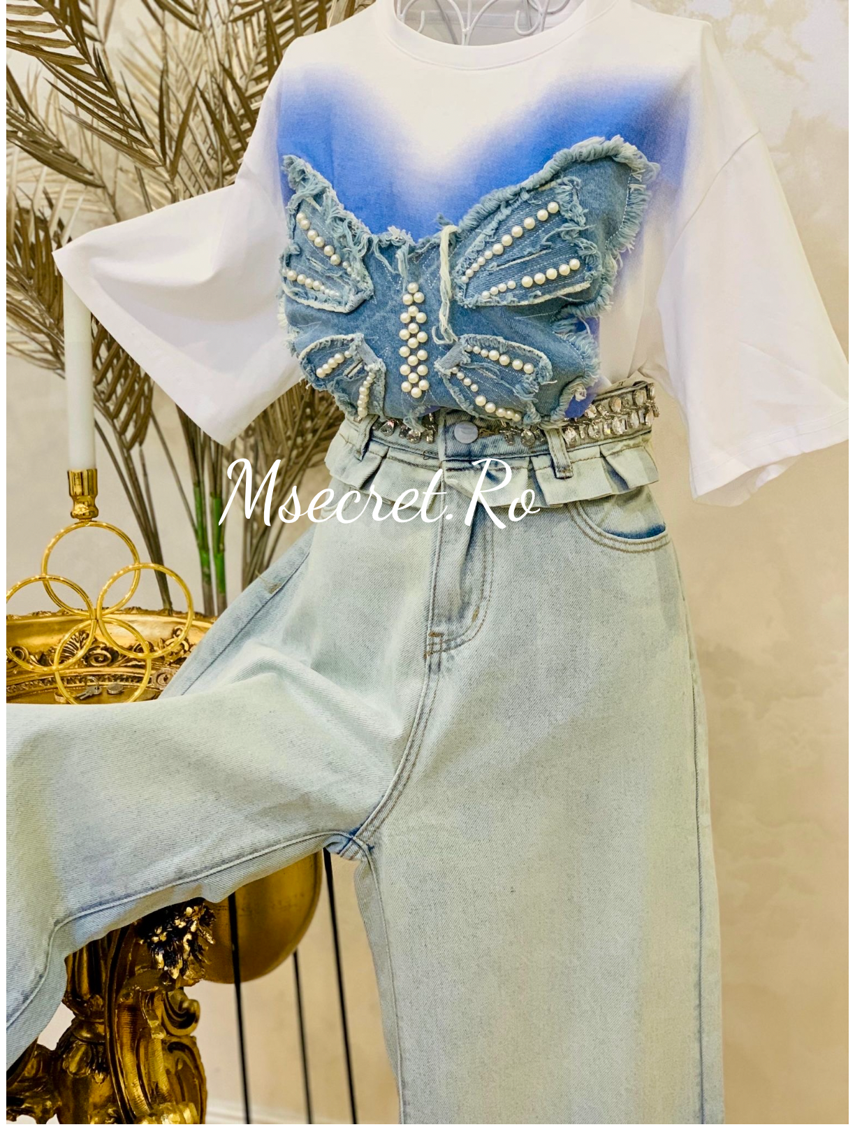 Blugi cu pietre si buzunare