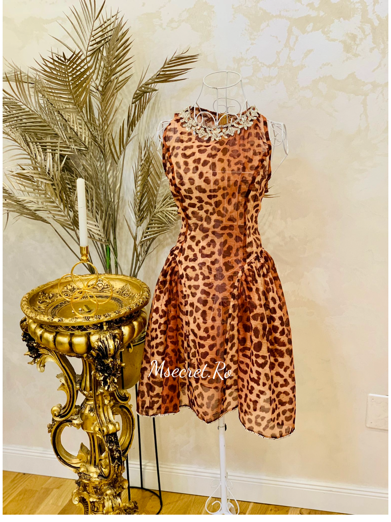 Rochie animal print din in si matase