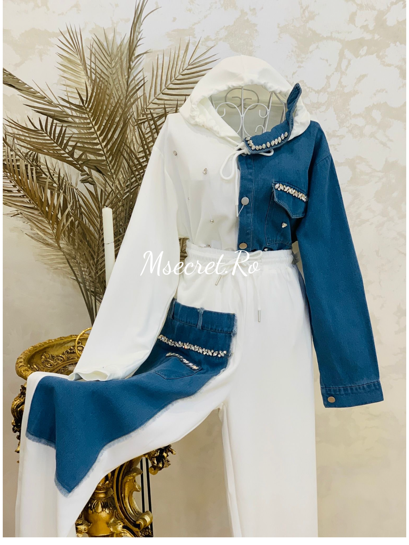 Compleu denim cu pantaloni lungi