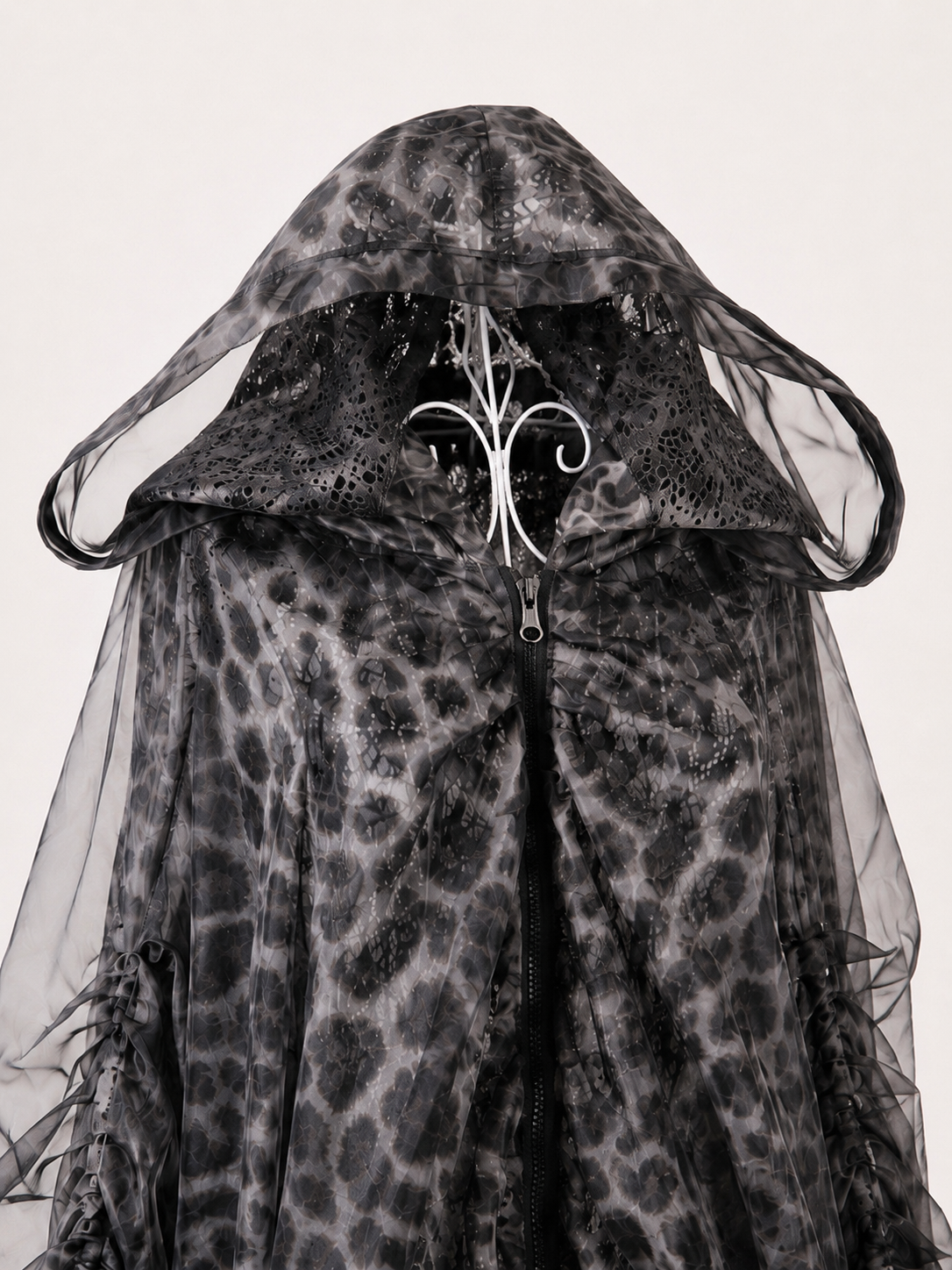 Jacket with lace print and hood