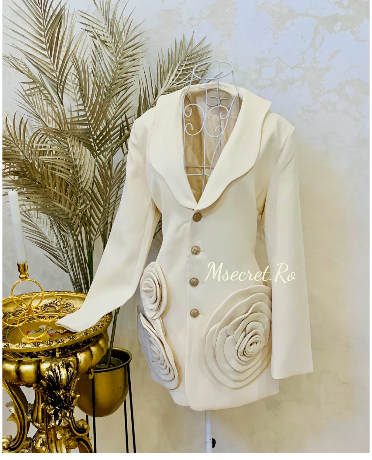 Rochie sacou bej cu flori