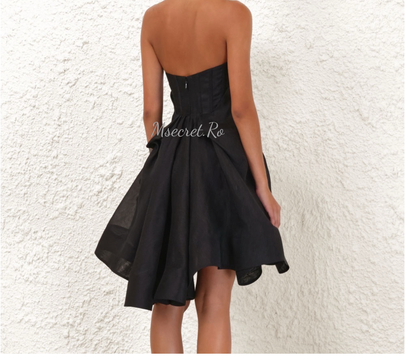 Rochie neagra din in cu corset