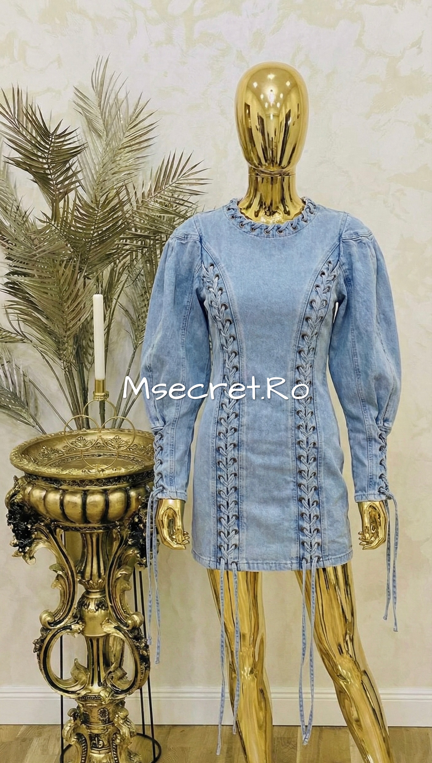 Denim drawstring dress