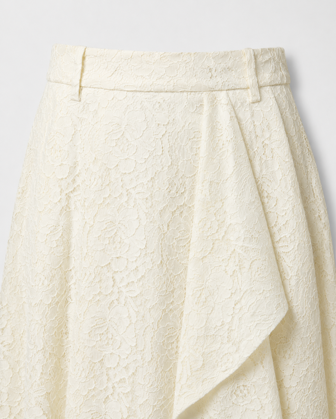 Pantaloni ivory din dantela cu talie inalta