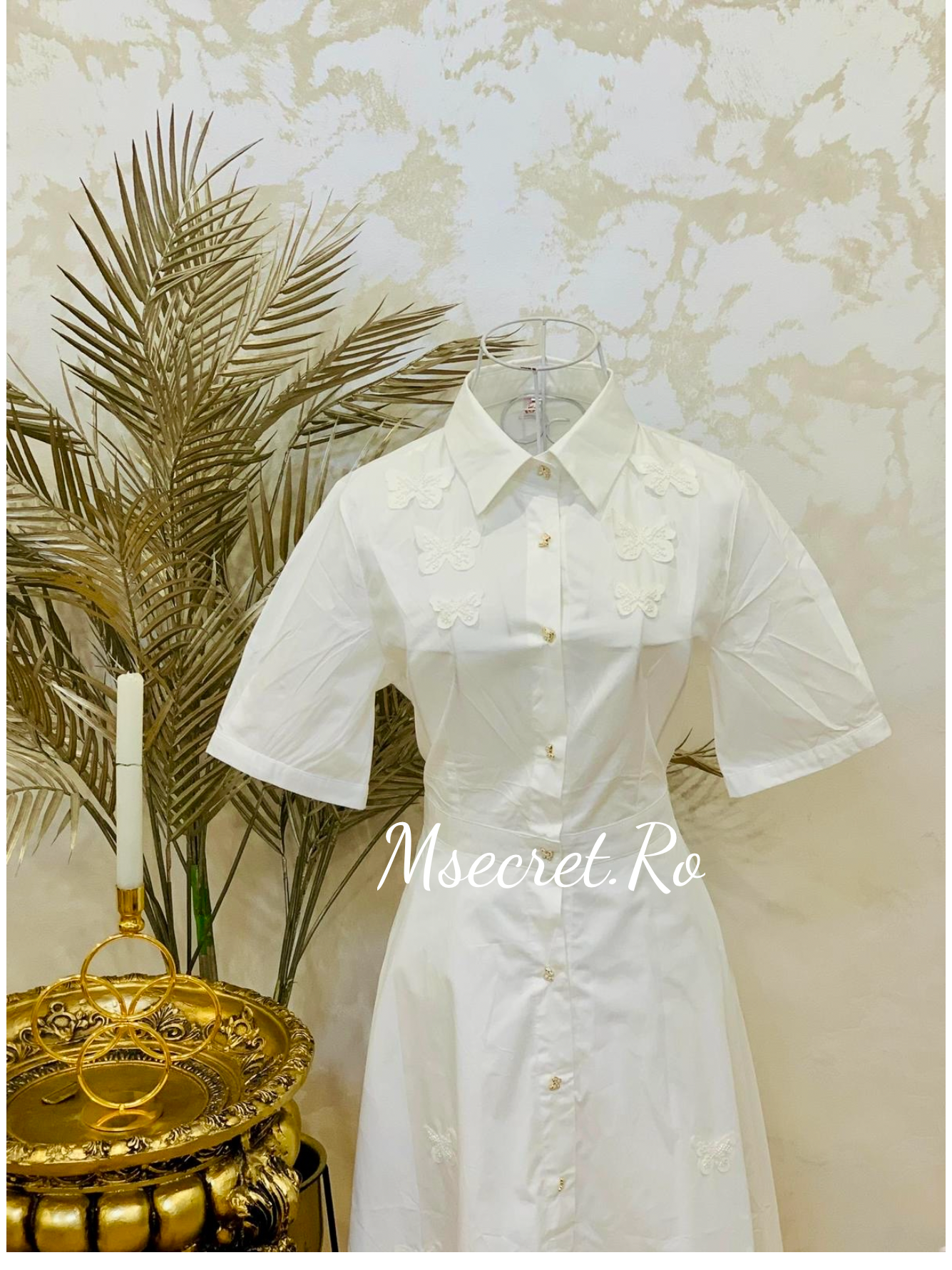 Rochie midi din bumbac cu perle