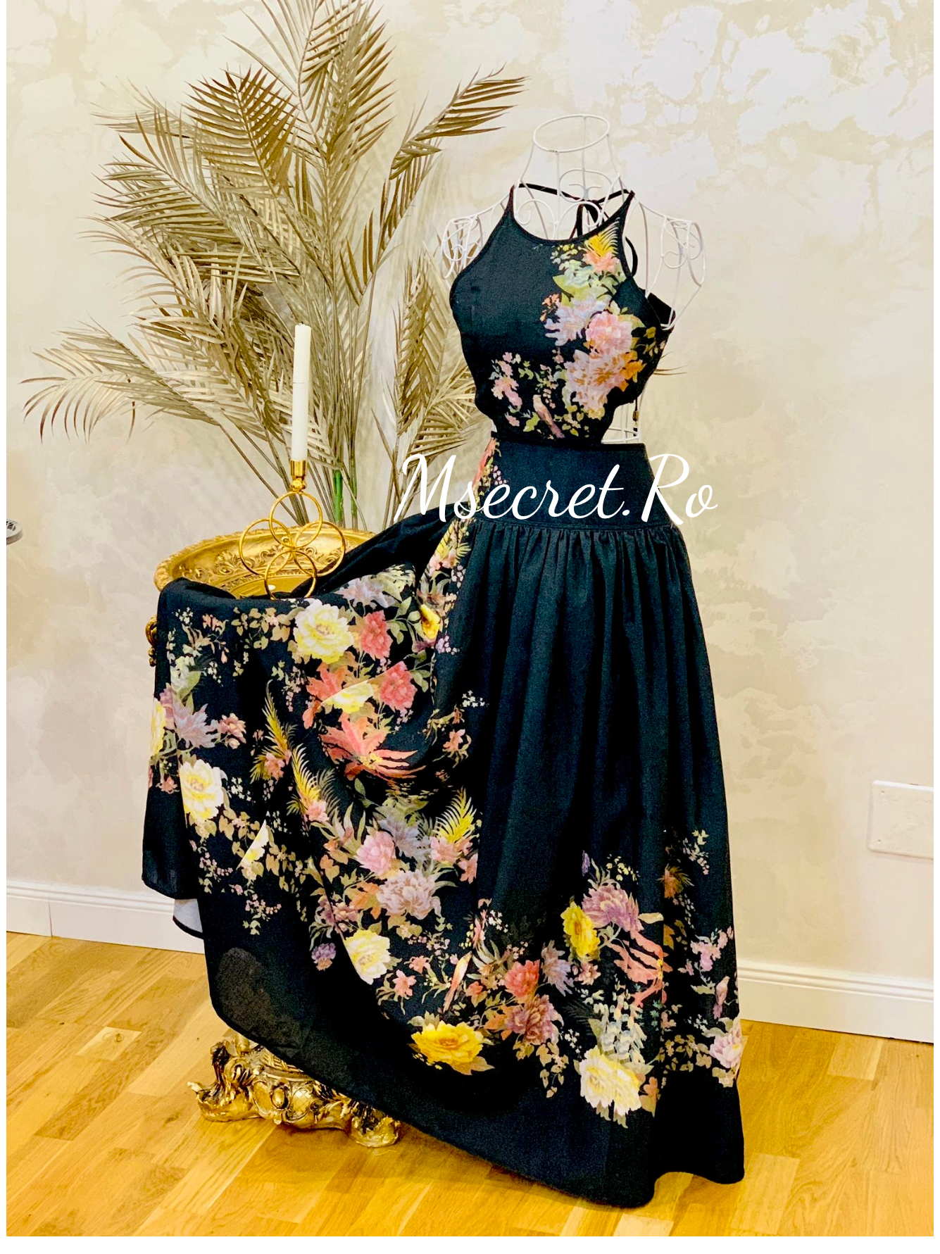 Rochie lunga cu model floral