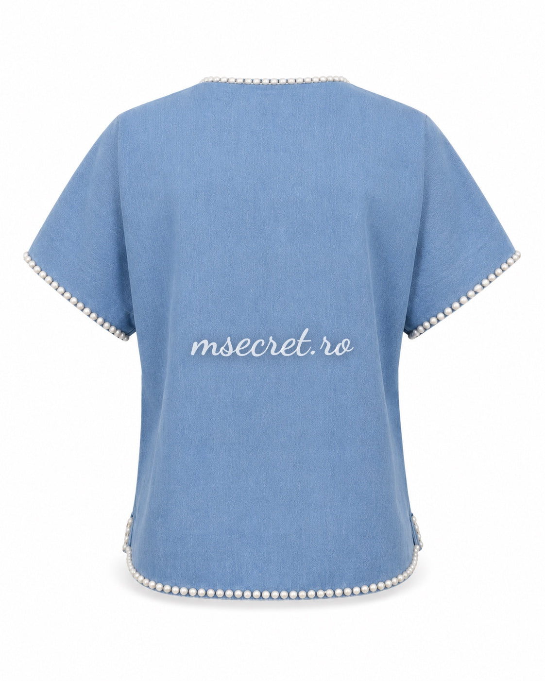 Vesta denim blue cu perle