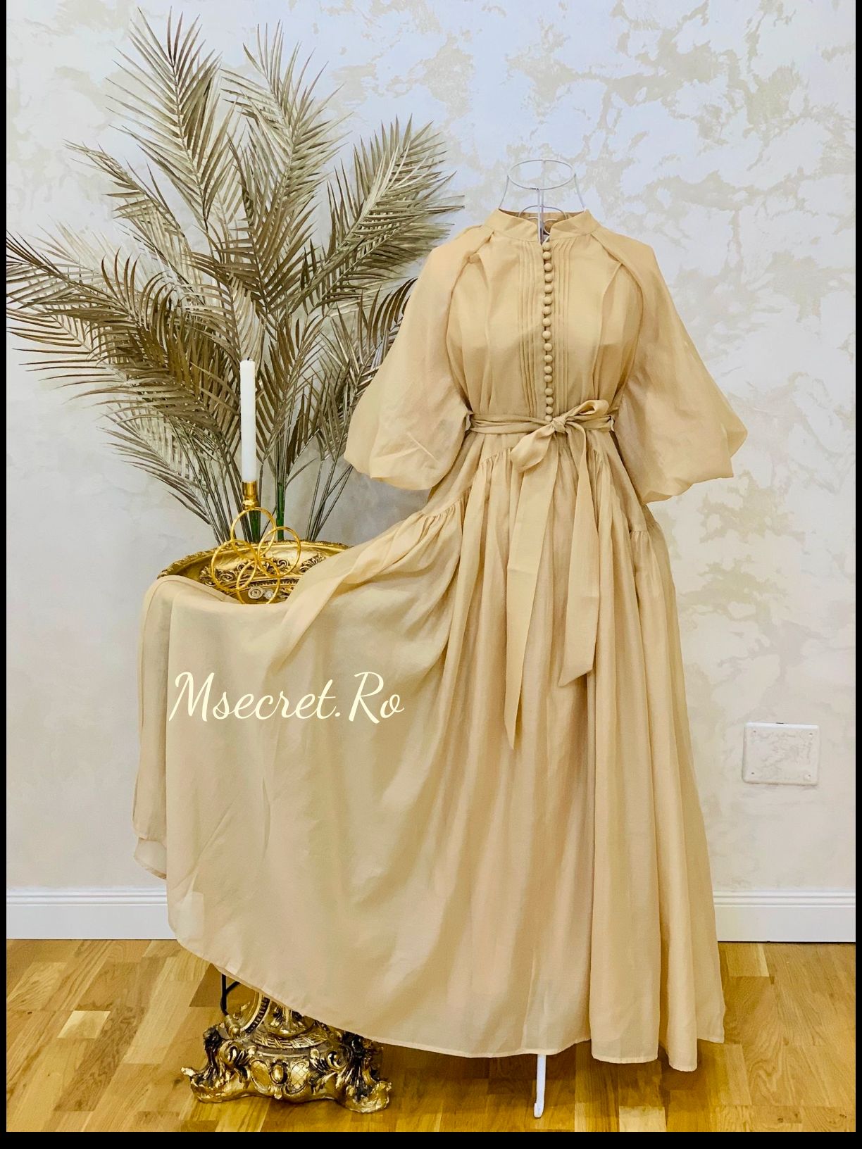 Rochie midi din in si matase