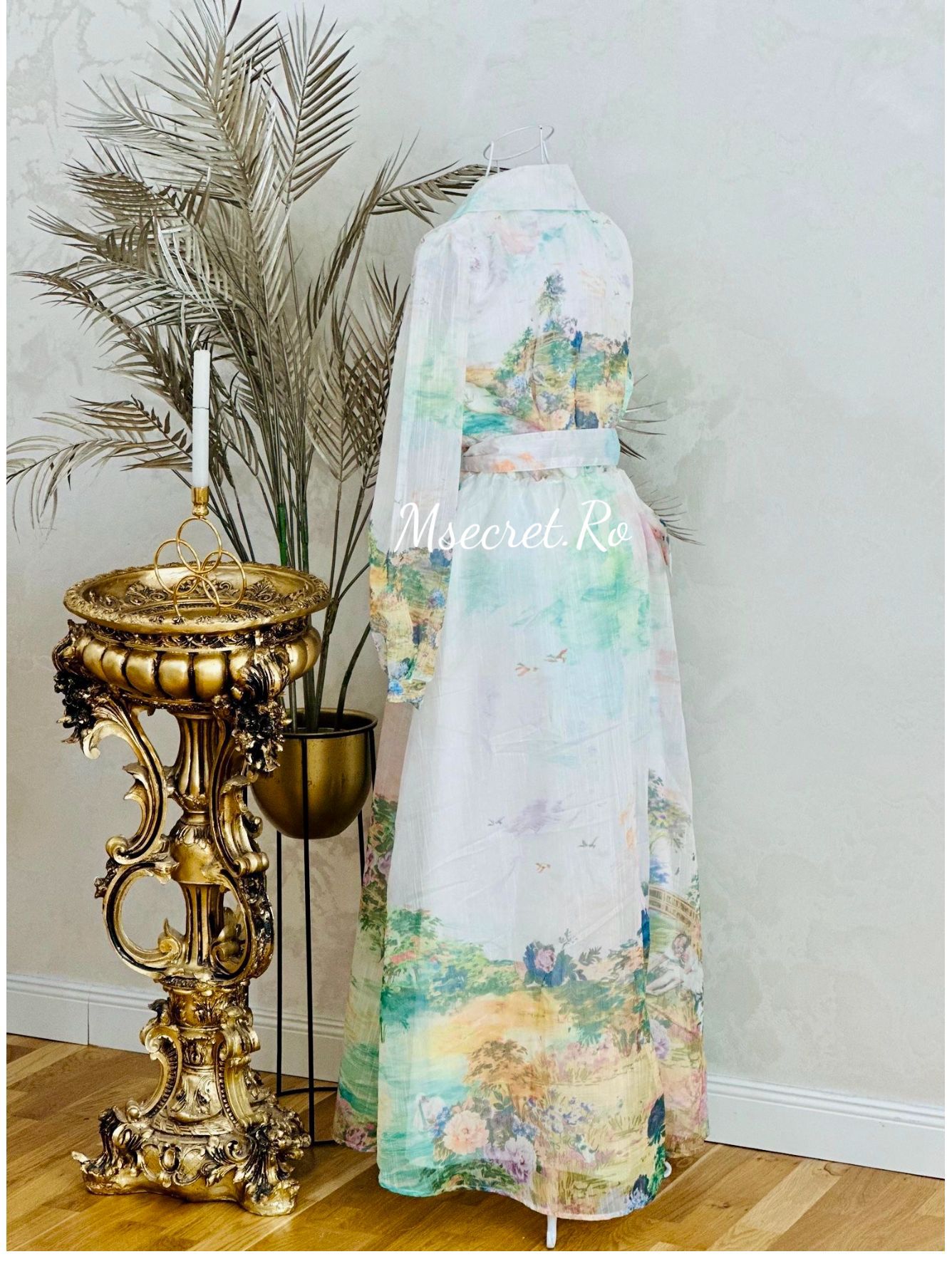 Rochie lunga cu imprimeu pictural