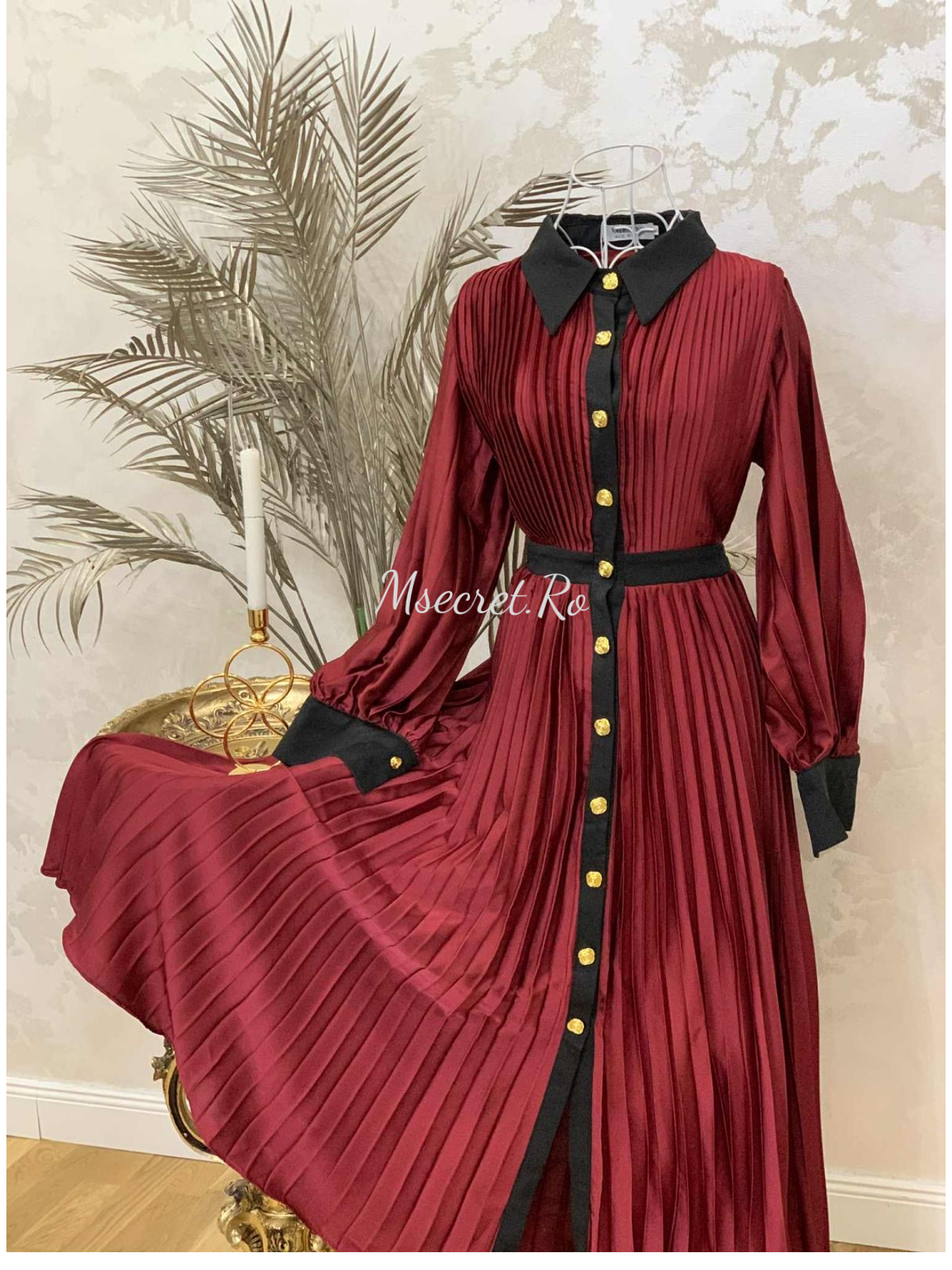 Rochie visinie midi din material satinat premium