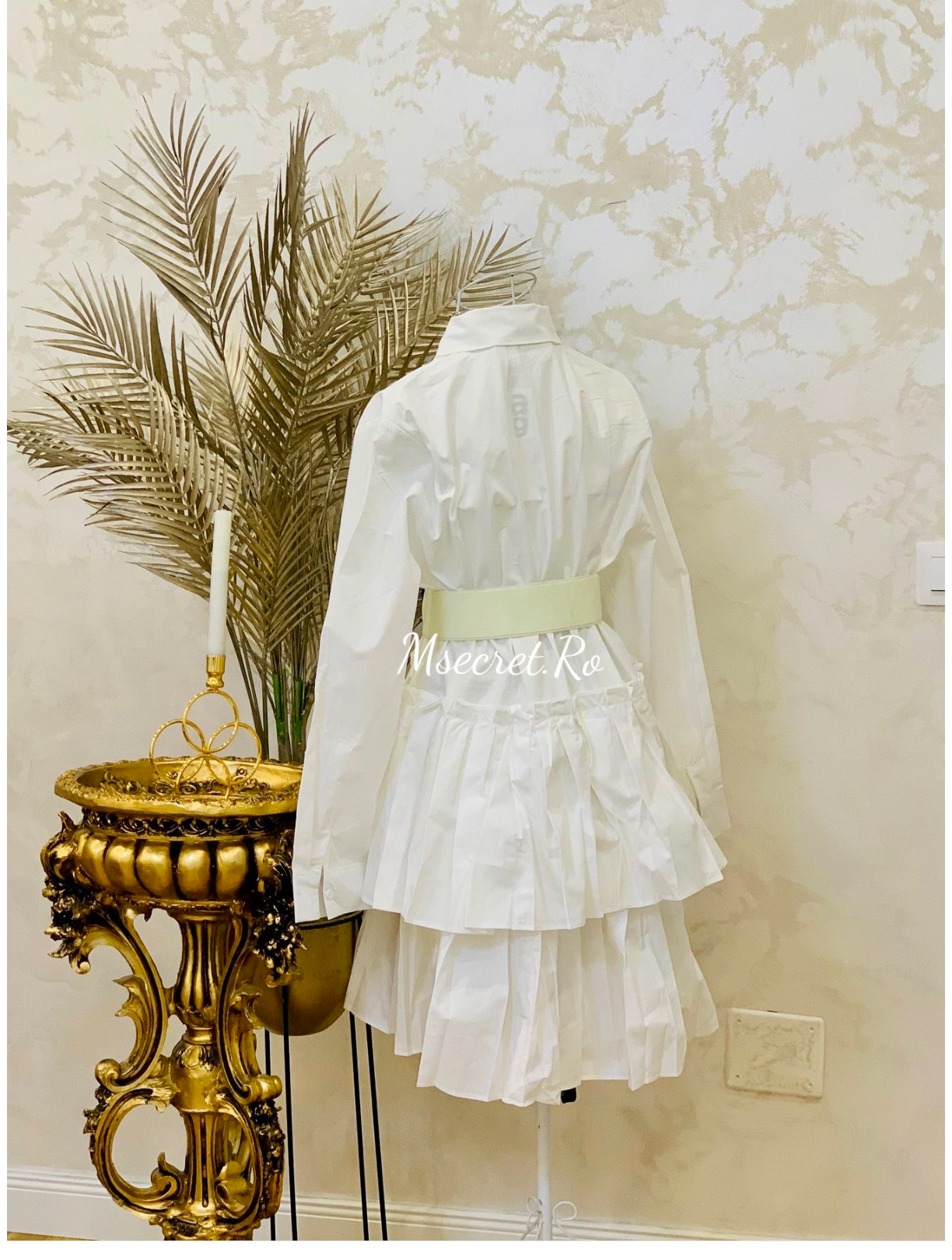 Rochie tip camasa din bumbac cu cravata