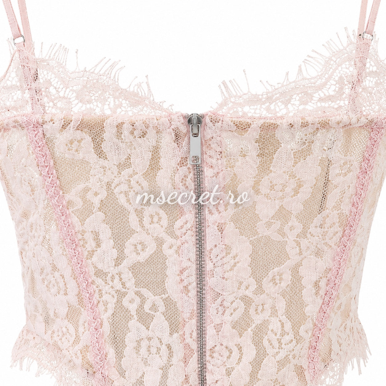 Corset roz din dantela