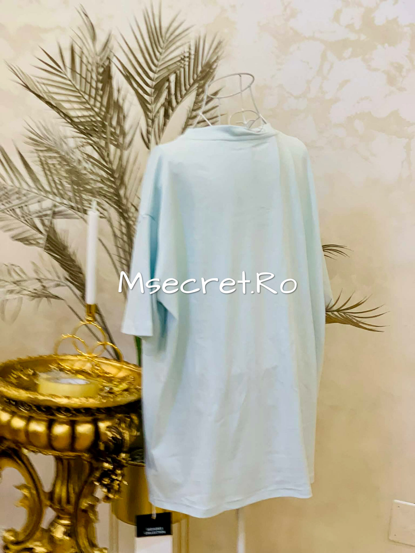 Tricou blue din bumbac cu pietre