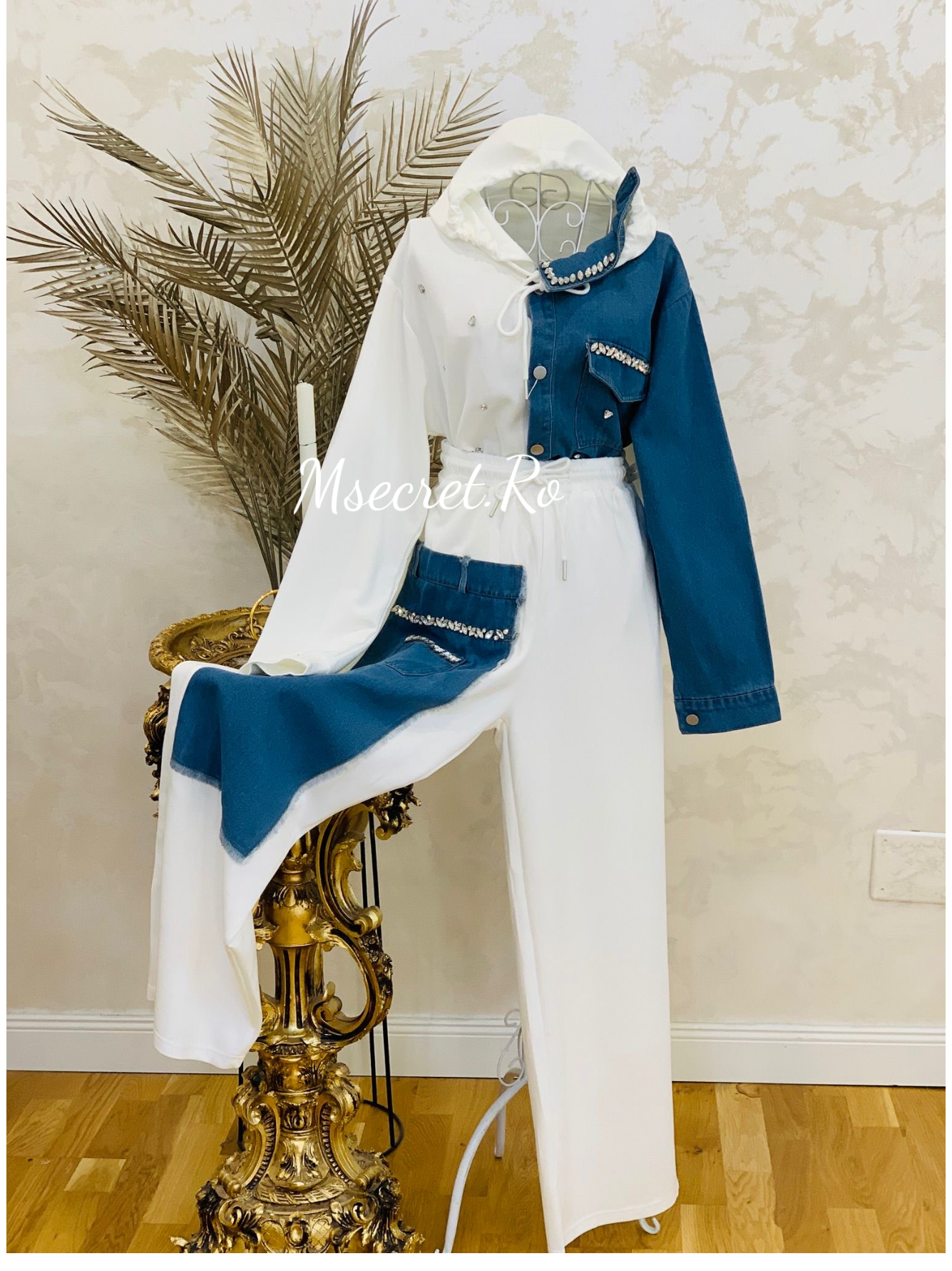 Compleu denim cu pantaloni lungi