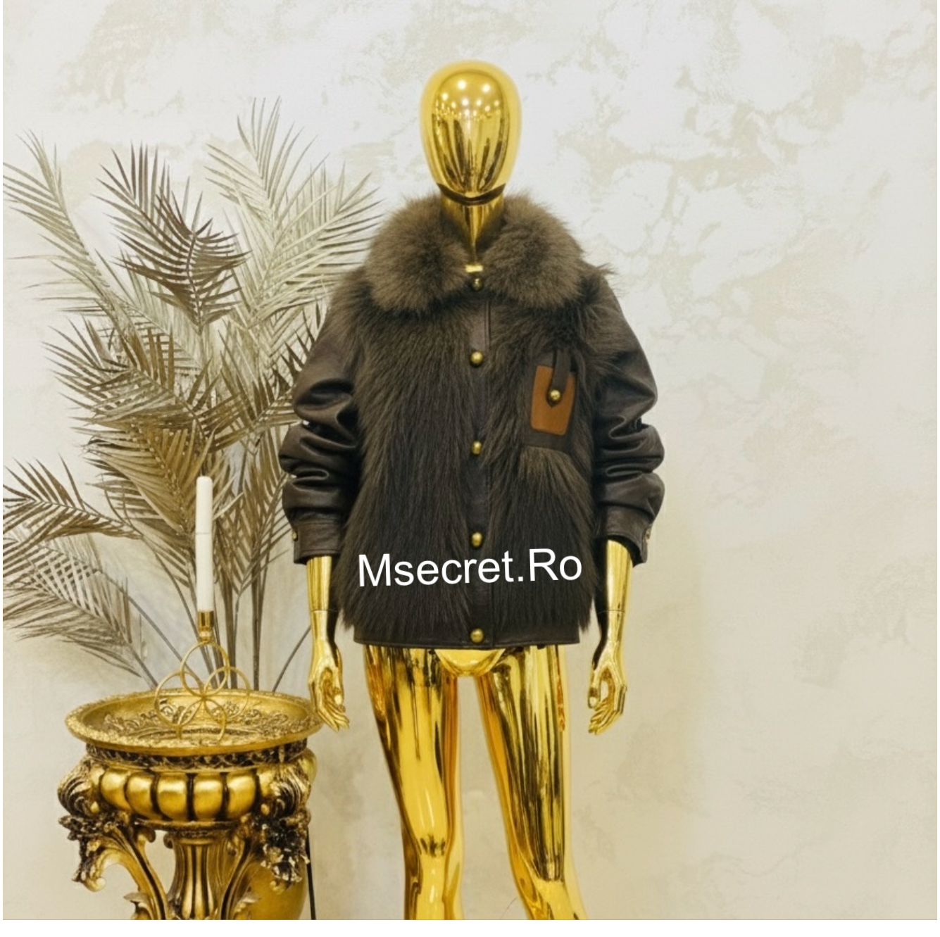 Geaca premium cu piele si blana