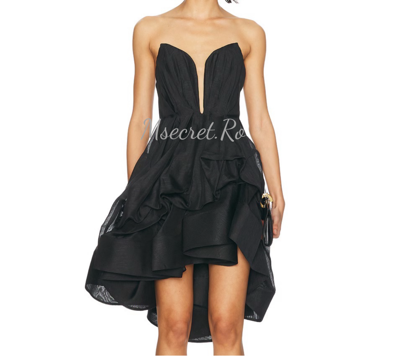 Rochie neagra din in cu corset