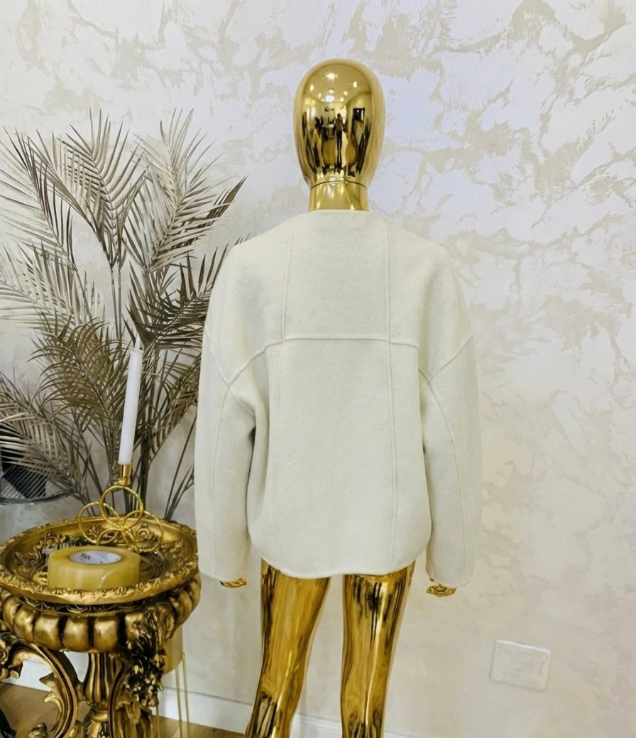 100% Cream Wool Coat