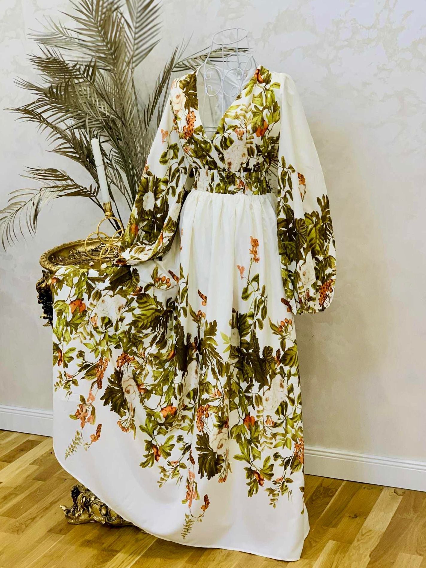 Rochie cu maneca lunga imprime floral