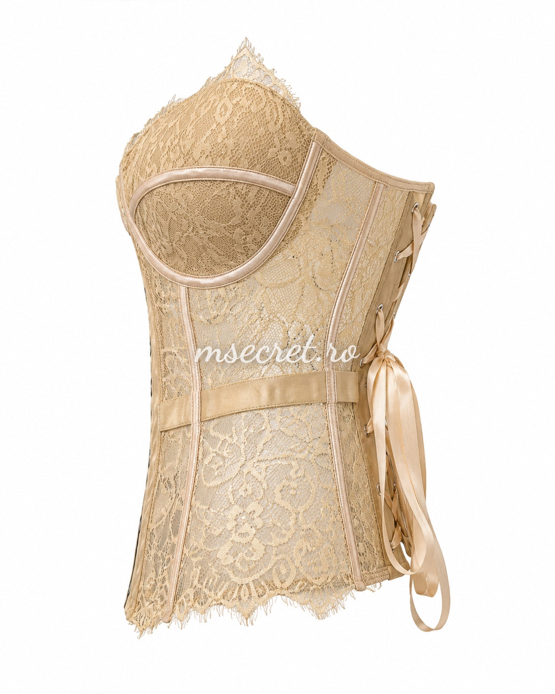Beige lace corset with cups