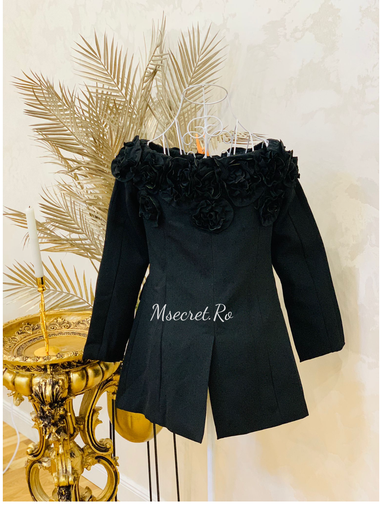 Rochie sacou eleganta cu maneca lunga si flori