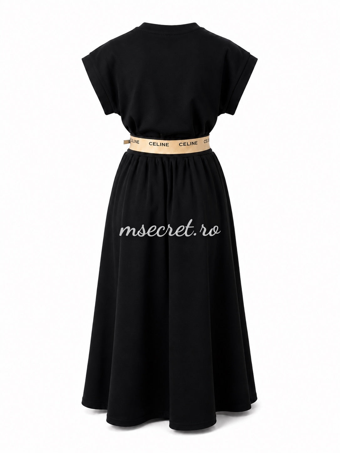 Compleu negru midi cu fusta tricou