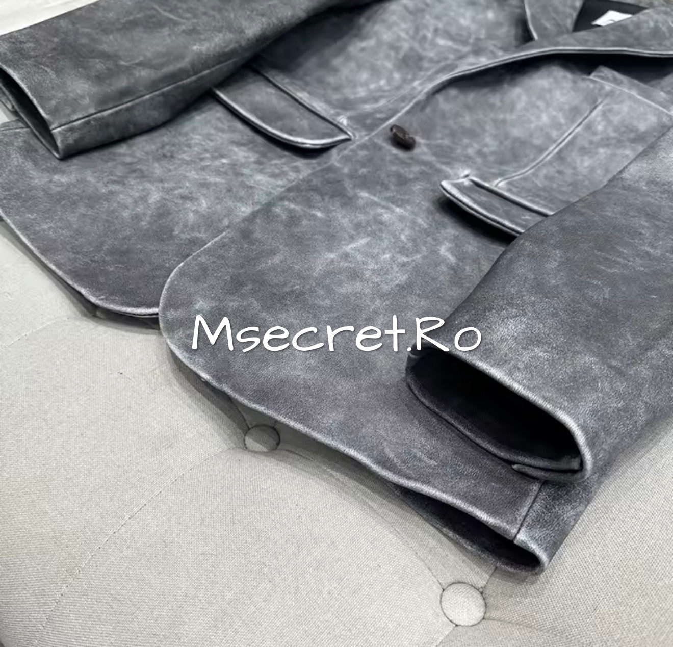 Sacou oversize din piele naturala