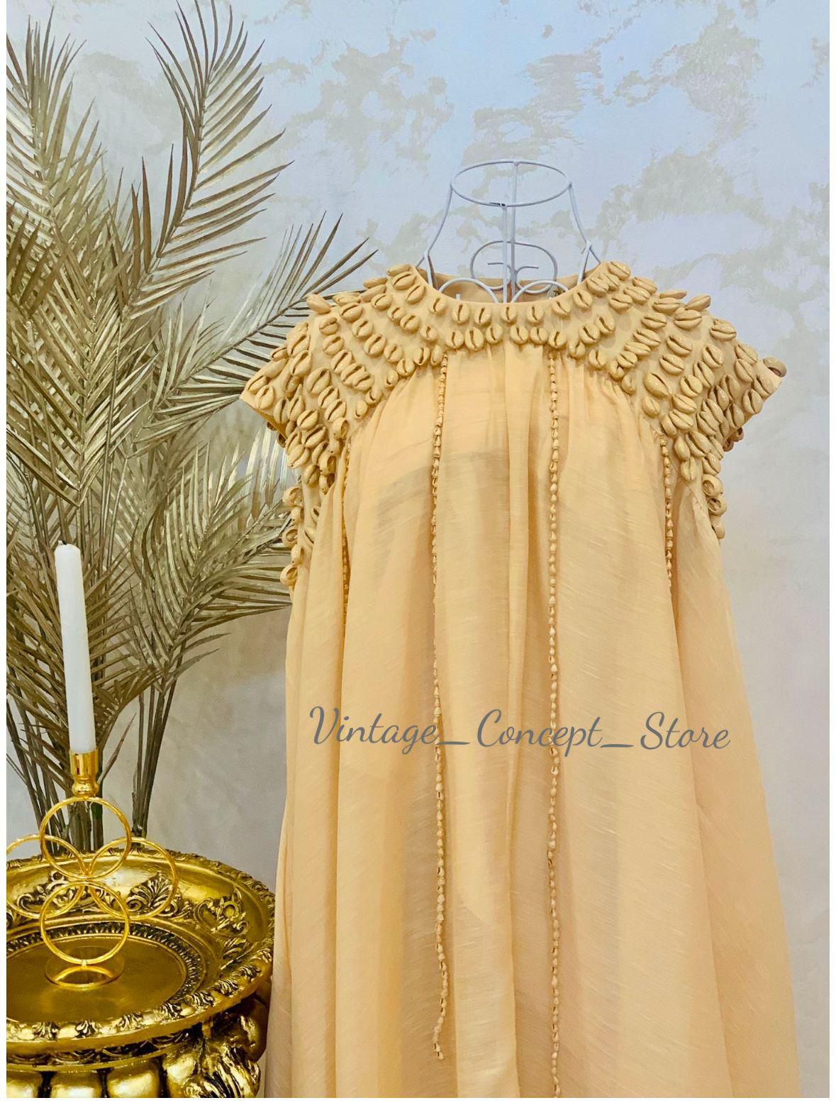 Rochie din in cu scoici