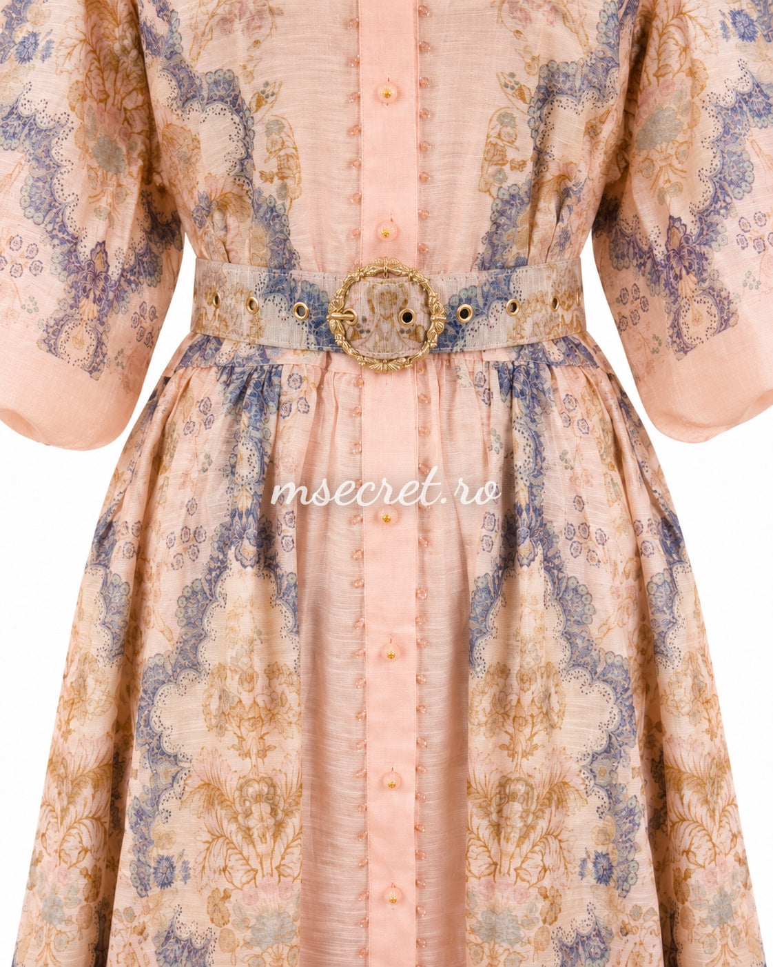 Ina long linen dress with floral print