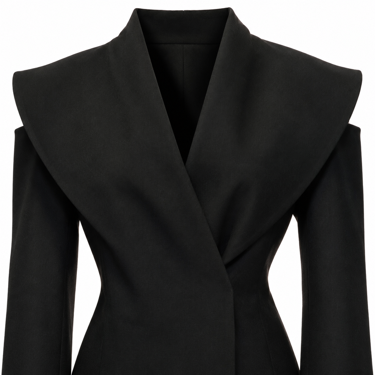 Sacou negru elegant cu umeri structurati
