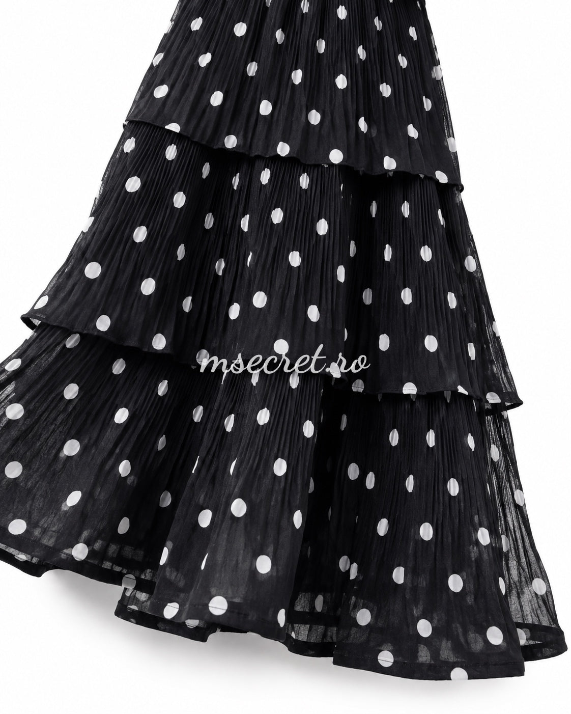Rochie midi din in neagra cu buline