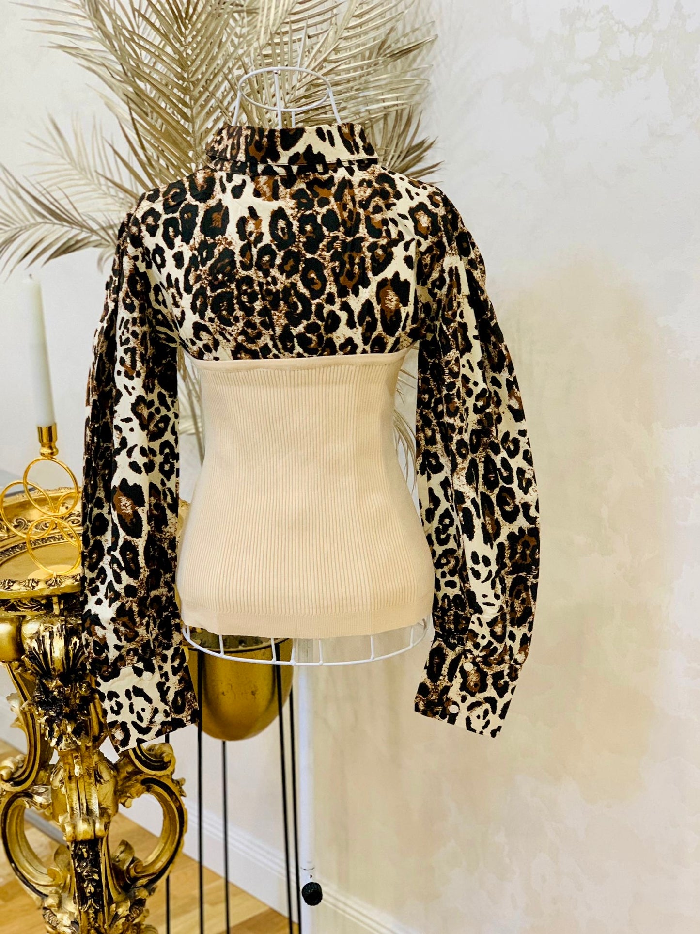 Bluza animal print cu maneca lunga tip camasa